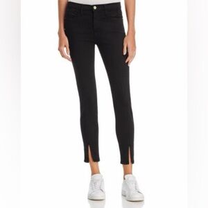 Frame Black Le High Skinny Jeans with Front Slit - Size 25